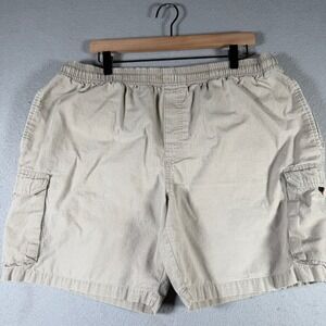 Big Dogs Mens Cargo Shorts Tan Khaki Ripstop Elastic Waist Cotton Large 11956